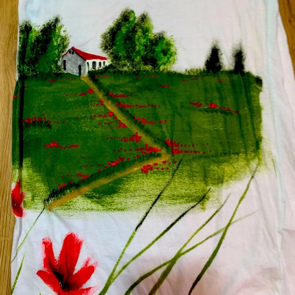One of a kind, Beautiful hand painted top. Never worn. - Picture 2 of 3
